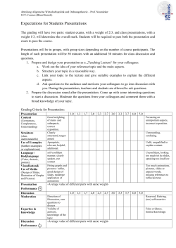 Expectations for Students Presentations
