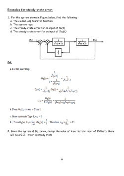 Examples for steady-state error: 1. For the system shown in Figure
