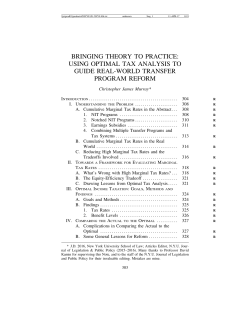 Bringing Theory to Practice: Using Optimal Tax Analysis to Guide