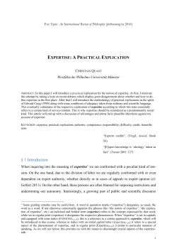 Expertise: A Practical Explication