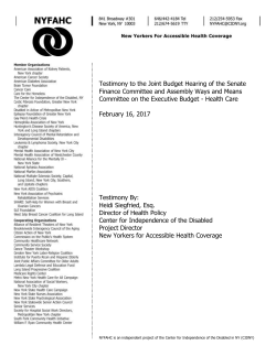 NYFAHC Budget Testimony