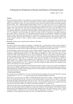A Research on Production of Rocket and Parsley in Floating System