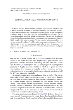 SUPERVALUATION FIXED-POINT LOGICS OF TRUTH One