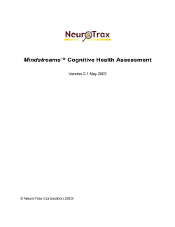 Mindstreams&trade; Cognitive Health Assessment