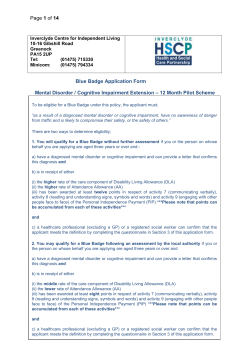 Blue Badge Pilot Scheme application form April 2016