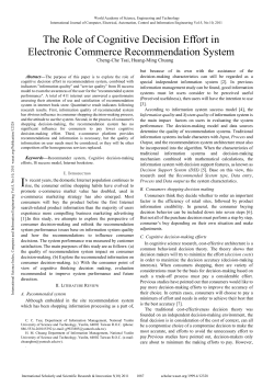 The Role of Cognitive Decision Effort in Electronic Commerce