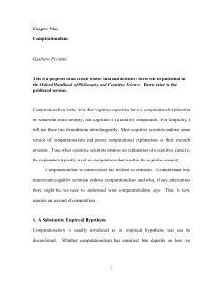 Chapter Nine Computationalism Gualtiero Piccinini This is a preprint