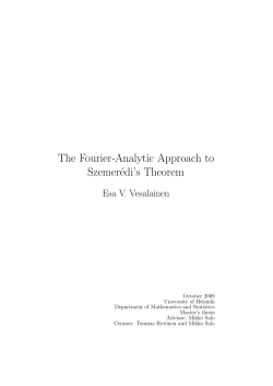 The Fourier-Analytic Approach to Szemer&eacute;di`s Theorem