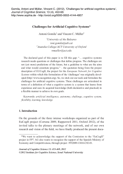 Challenges for artificial cognitive systems
