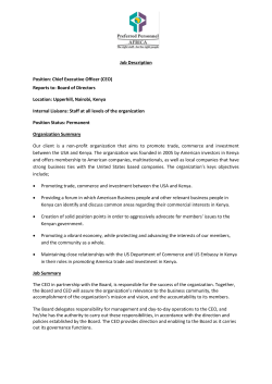 Job Description Position: Chief Executive Officer (CEO)