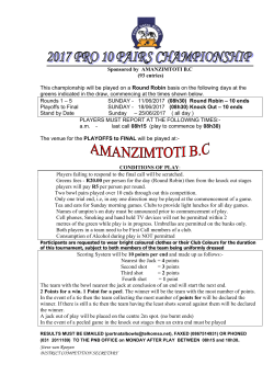 Sponsored by AMANZIMTOTI B.C (93 entries) This championship