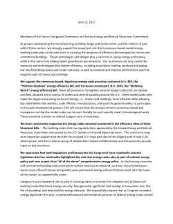 Group Letter in Support of Energy Building Codes