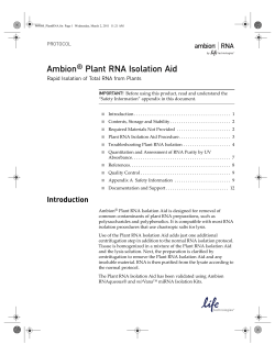 Ambion&reg; Plant RNA Isolation Aid Protocol (PN 9690M Rev C)