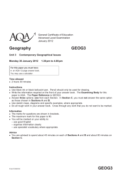A-level Geography Question Paper Unit 3