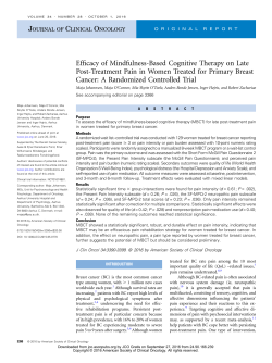 Efficacy of Mindfulness-Based Cognitive Therapy