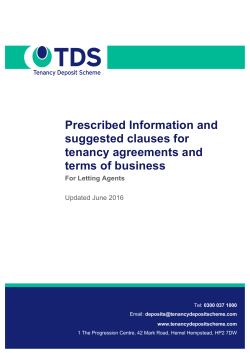 Prescribed Information and Clauses and TOBs letting agents