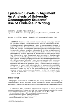 Epistemic Levels in Argument: An Analysis of University