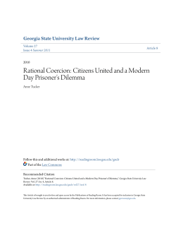 Citizens United and a Modern Day Prisoner`s Dilemma