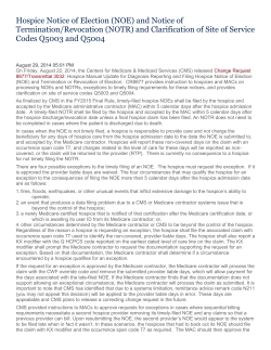 Hospice Notice of Election (NOE) and Notice of Termination