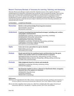 Bloom`s Taxonomy Revised: A Taxonomy for Learning, Teaching