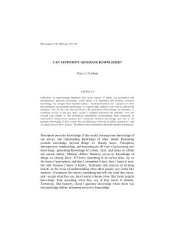 CAN TESTIMONY GENERATE KNOWLEDGE?