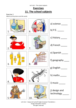 11. The school subjects Vocabulary English Your own