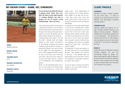 MY KIESER STORY - GAME, SET, STRENGTH! CLIENT PROFILE