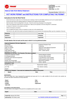 Instructions for the Hot Work Permit: