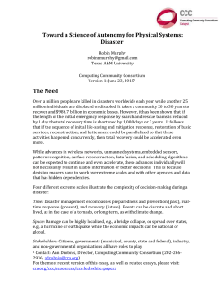 Toward a Science of Autonomy for Physical Systems: Disaster