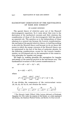 Elementary derivation of the equivalence of mass and energy