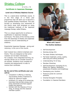 Shiatsu College D U B L I N Certificate in Japanese Massage Level