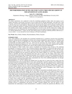 phytoremediation of pb and cd by native tree species grown
