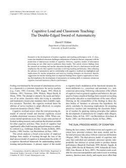 Cognitive Load and Classroom Teaching: The Double
