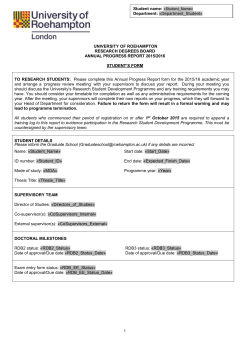 Annual Progress Report - University of Roehampton