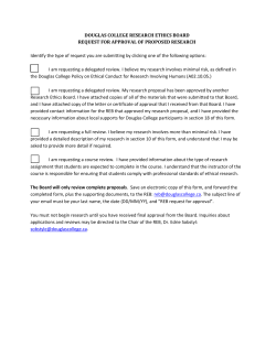 DOUGLAS COLLEGE RESEARCH ETHICS BOARD REQUEST