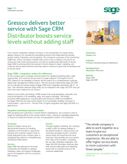 Gressco delivers better service with Sage CRM Distributor boosts