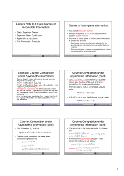 Lecture Note II-3 Static Games of Incomplete Information Games of