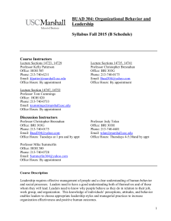 BUAD 304: Organizational Behavior and Leadership Syllabus Fall