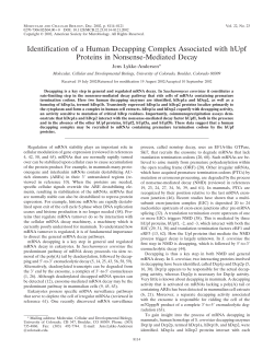 Identification of a Human Decapping Complex Associated with hUpf