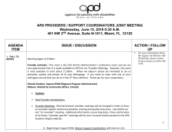 APD PROVIDERS / SUPPORT COORDINATORS JOINT MEETING