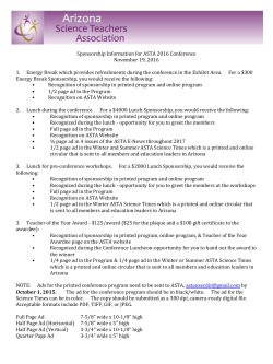 Sponsorship Information for ASTA 2016 Conference November 19
