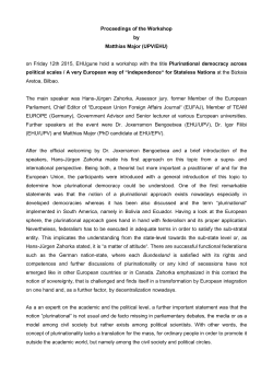 Proceedings of the Workshop by Matthias Major (UPV/EHU) on