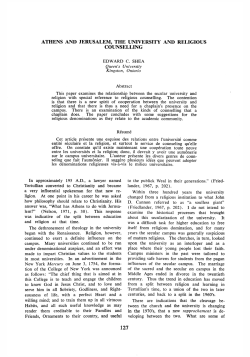 ATHENS AND JERUSALEM, THE UNIVERSITY AND RELIGIOUS