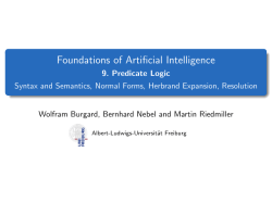 Foundations of Artificial Intelligence