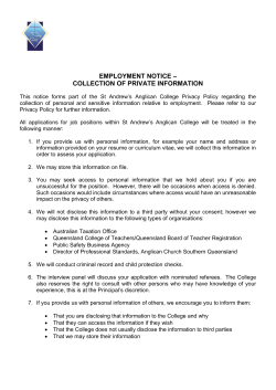Employment Notice &ndash; Collection of Private Information