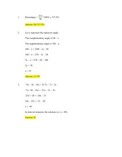 1. Percentage = Answer: D) 737.5% 2. Let x represent the unknown