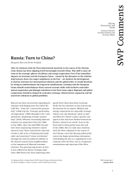 Russia: Turn to China? - Stiftung Wissenschaft und Politik
