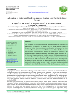 Adsorption of Methylene Blue from Aqueous Solution onto Cordierite