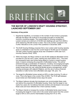 the mayor of london`s draft housing strategy, launched september