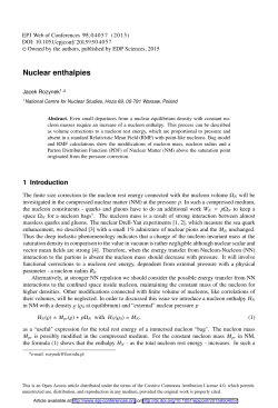 Nuclear enthalpies - EPJ Web of Conferences
